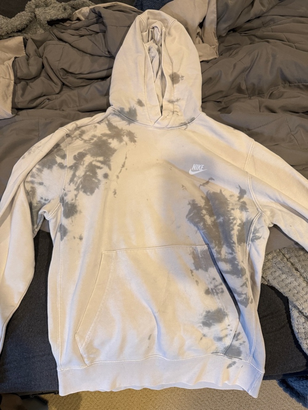 Nike Light silver and Gray Tie-Dye Pullover Hoodie